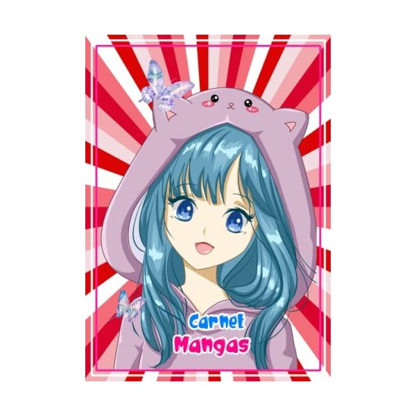 Carnet Mangas : carnet de dessin mangas, A4 100 grandes pages blanches vierges : Carnet de croquis manga dessin- Anime Carne