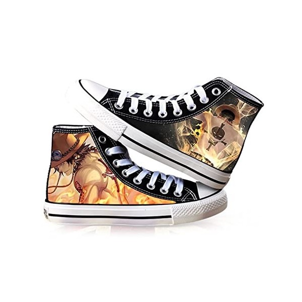 One Piece Luffy Roronoa Zoro Printed Cosplay Chaussures unisexe adulte Baskets montantes en toile, 40 EU