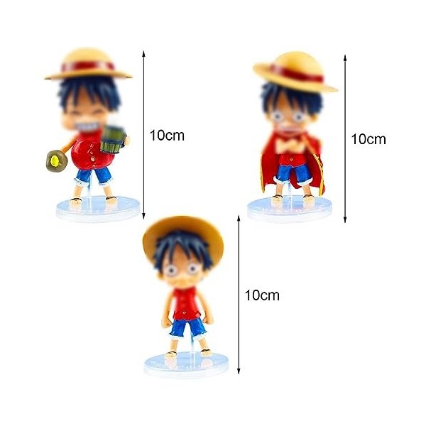 3PCS One Luffy Figurine, Piece Luffy Décoration Gâteau, Luffy Personnages Action Figurines, Piece Mini Gâteau Topper Figurine