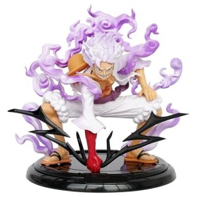 REOZIGN Luffy Gear 5 Statues de Figurines, Luffy accroupi 19 cm/7,5 Pouces, Figurine daction animée en PVC, modèle de Figuri