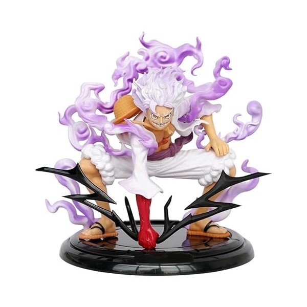 REOZIGN Luffy Gear 5 Statues de Figurines, Luffy accroupi 19 cm/7,5 Pouces, Figurine daction animée en PVC, modèle de Figuri