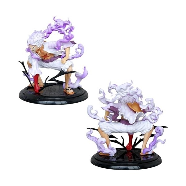 REOZIGN Luffy Gear 5 Statues de Figurines, Luffy accroupi 19 cm/7,5 Pouces, Figurine daction animée en PVC, modèle de Figuri