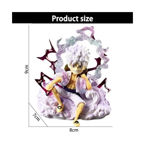 BSNRDX Luffy Figurine, Sun God Nika Luffy Gear 5, Animé Luffy daction Figure, PVC Cartoon Model Statue, Décorations de Perso