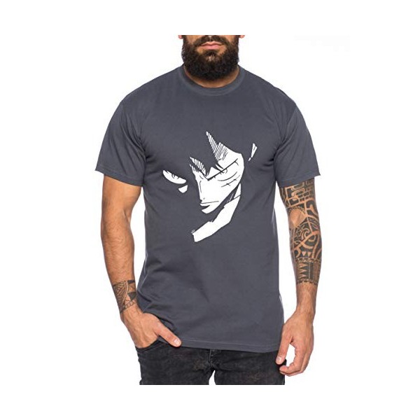 Ruffy Face Zoro One Manga T-Shirt Luffy pour Homme Anime Piece, Größe2:Large, Farbe2:Kaki