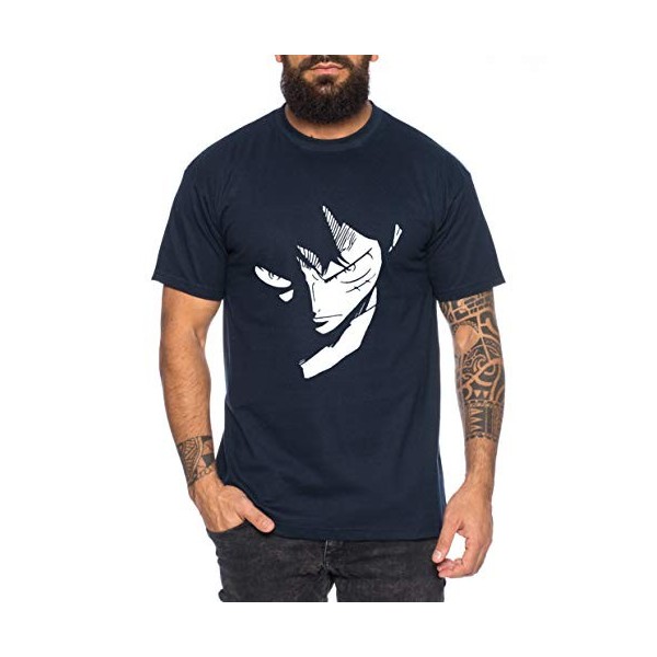 Ruffy Face Zoro One Manga T-Shirt Luffy pour Homme Anime Piece, Größe2:Large, Farbe2:Kaki