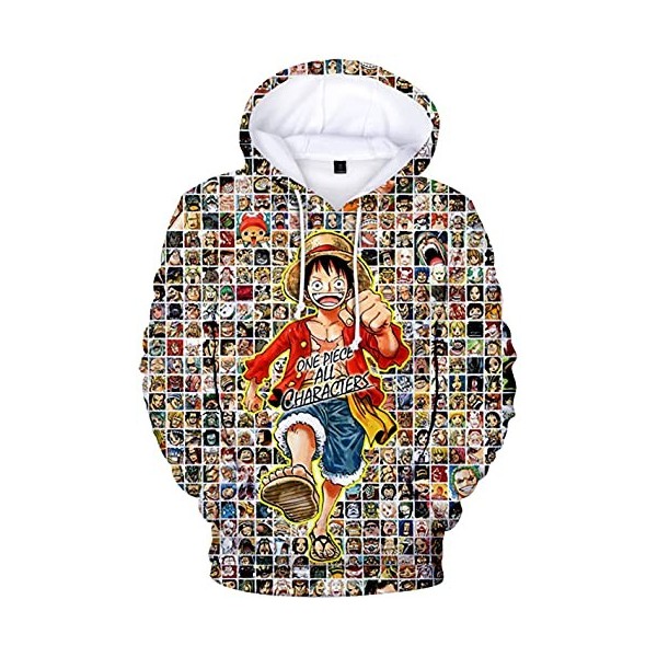 YIMIAO Enfants Impression en 3D Sweat à Capuche One Piece Pull Japonais Animé Manches Longues Hoodie Luffy Ace Pullover Garço
