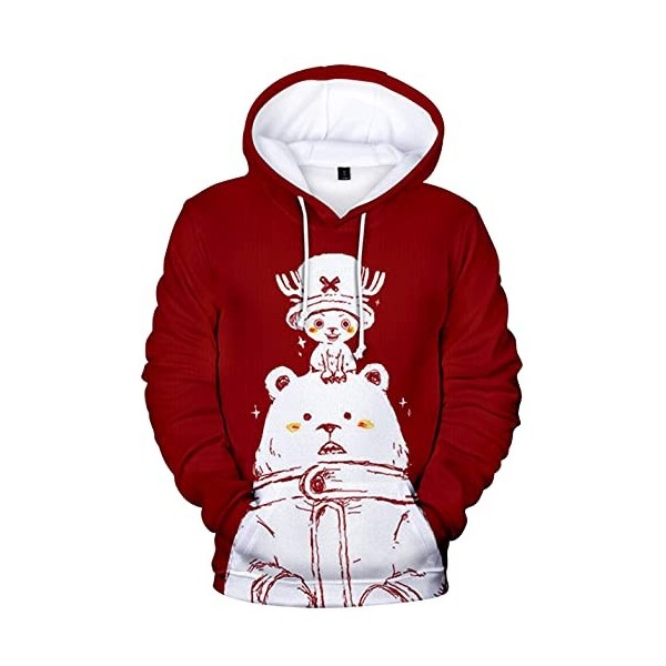 YIMIAO Garçon Fille One Piece Sweat à Capuche Impression 3D Couleur Pull Homme Japonais Luffy Ace Hoodie Pullover S 