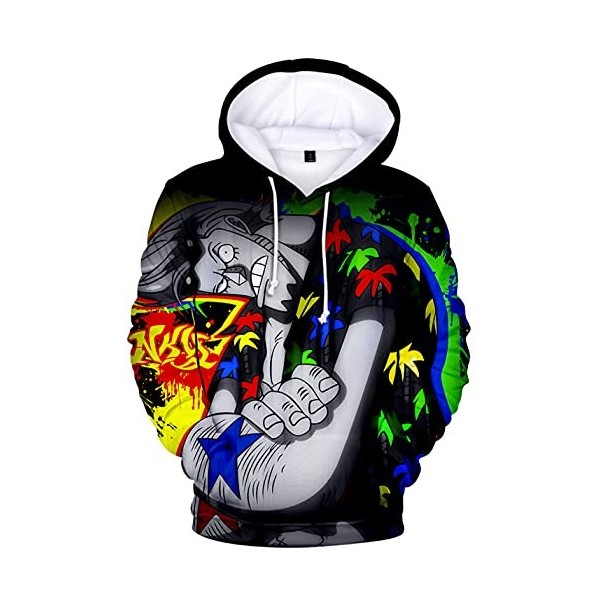 YIMIAO Garçon Fille One Piece Sweat à Capuche Impression 3D Couleur Pull Homme Japonais Luffy Ace Hoodie Pullover S 