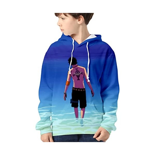 YIMIAO Garçon Fille One Piece Sweat à Capuche Impression 3D Couleur Pull Homme Japonais Luffy Ace Hoodie Pullover S 