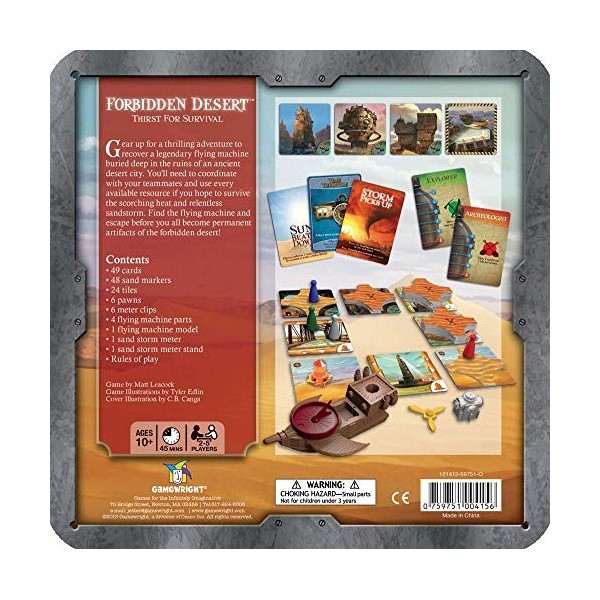 Gamewright , Forbidden Desert Game, Board Game, Ages 10+, 2-5 Players, 45 Minutes Playing Time