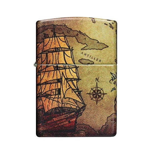 Zippo Briquet tempête Pirate Ship 540° Color Image, Blanc Mat, Rechargeable, dans Un Coffret Cadeau de Haute qualité 60005661