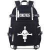 Roffatide Anime One Piece Whitebeard Pirates Lumineux Cartable Sac à Dos Ordinateur Portable avec Port de Chargement USB et P
