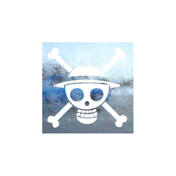 Autocollant One Piece Luffy, décalcomanie, blanc, vinyle, fenêtre de voiture, ordinateur portable, autocollant blanc