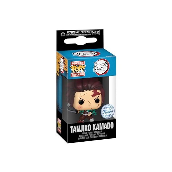 Funko Pop! Keychain: Demon Slayer - Tanjiro Kamado - Sanglant - Mini-Figurine en Vinyle à Collectionner Porte-clés Fantaisie 