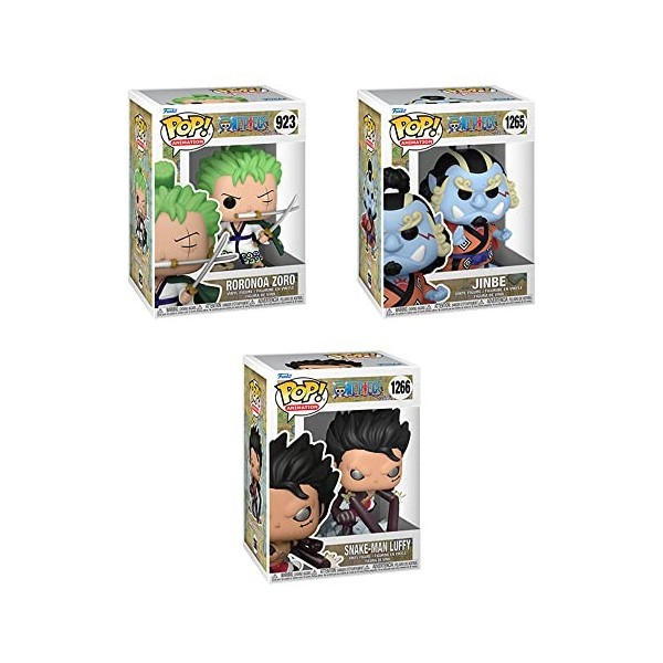 Funko Pop ! Une pi ce : - Lot de 3 - Roronoa Zoro, Jinbe et Snake-Man Luffy
