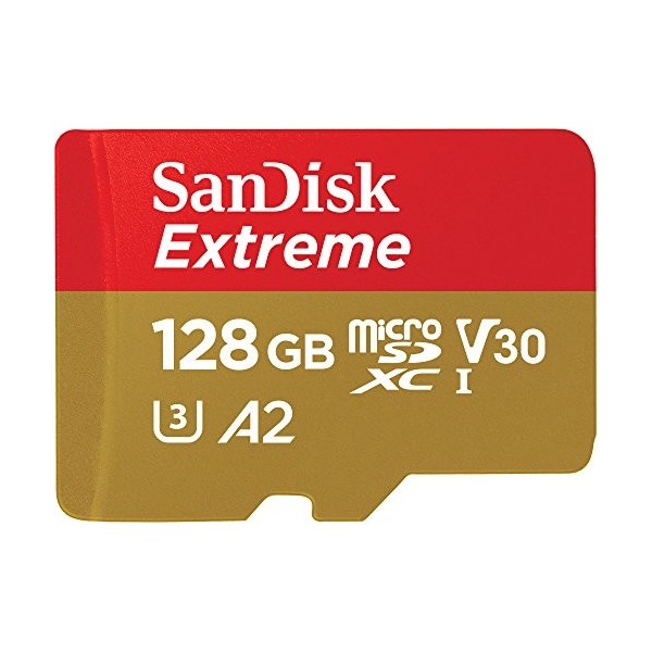 SanDisk 128 Go Extreme Carte Mémoire MicroSDXC + Adaptateur SD avec Performances Applicatives A2 Jusquà 190 Mo/s, Classe 10,
