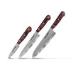 Samura KAIJU Set de 3 Couteaux Professionnel Japonais en acier très dur avec manche en bois confortable et stabilisé Dureté 5