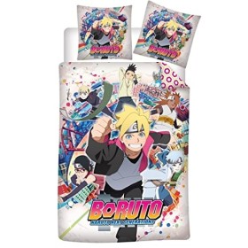 Aymax Parure de Lit Boruto 1 Personne, Housse de Couette 140x200 cm + Taie doreiller 63x63 cm, 100% Microfibre