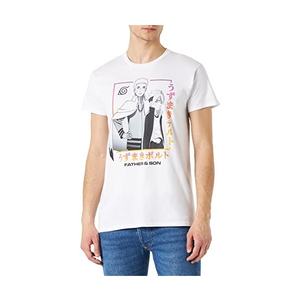 Boruto MEBORUTTS007 T-Shirt, Blanc, M Homme