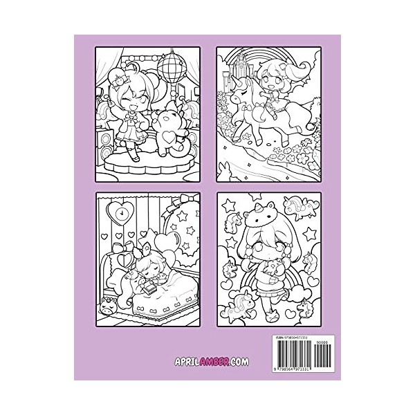 Chibi Girls Unicorn Coloring Book: For Kids, Cute Kawaii Girls With Their Unicorn Friends Set In Fantasy Anime Manga Scenes