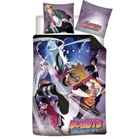 Aymax Parure de Lit Boruto, 100% Coton, Housse de Couette Réversible 140x200 cm + Taie doreiller 65x65 cm