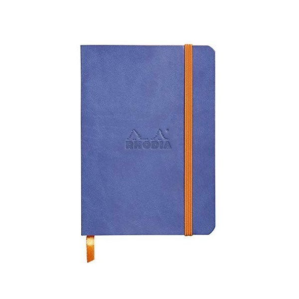 RHODIA 117308C - Carnet Souple Saphir - A6 - Ligné - 144 pages - Papier Clairefontaine Ivoire 90 g/m - Marque-Page, Fermeture