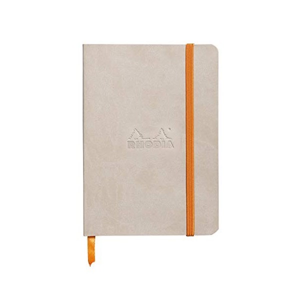 RHODIA 117308C - Carnet Souple Saphir - A6 - Ligné - 144 pages - Papier Clairefontaine Ivoire 90 g/m - Marque-Page, Fermeture
