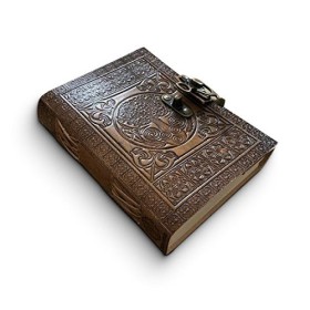 DreamKeeper Journal en cuir fait main, carnet de voyages motif celtique en relief, design original avec motif arbre de vie, a
