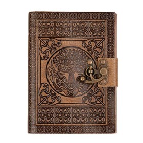 DreamKeeper Journal en cuir fait main, carnet de voyages motif celtique en relief, design original avec motif arbre de vie, a