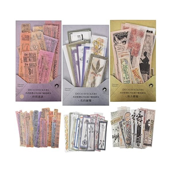Zimoer 120 Pcs Scrapbooking Materiel, Scrapbooking Autocollant, Carnet Scrapbooking, Stickers Vintage,matériel Scrapbooking, 