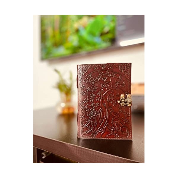 URBAN LEATHER Wolf Tree of Life Scrapbook Grimoire Journal of Shadows pour hommes, femmes et adolescents à écrire, petit carn