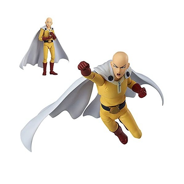 ONE PUNCH MAN Figurine Saitama en PVC remplaçable pour cadeau décoration de bureau 15 cm, boîte exquise 