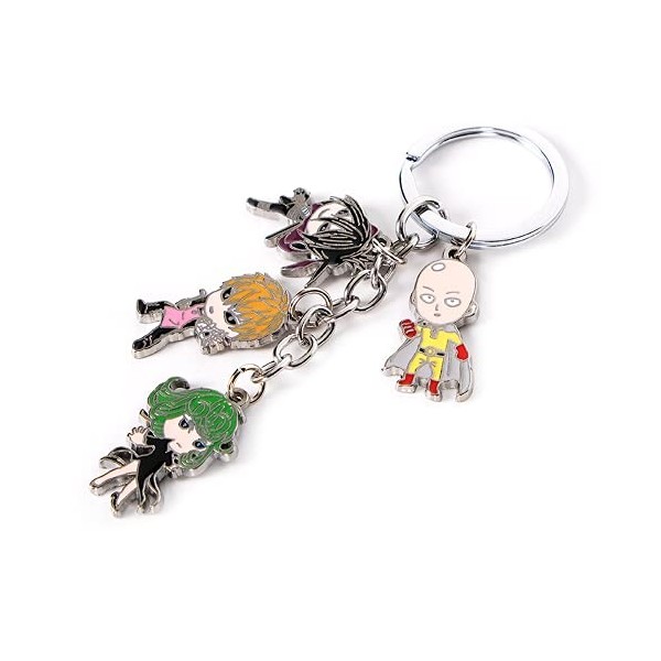 Multiculture Porte-clés avec 4 figurines Chibi pour les fans de One Punch Man