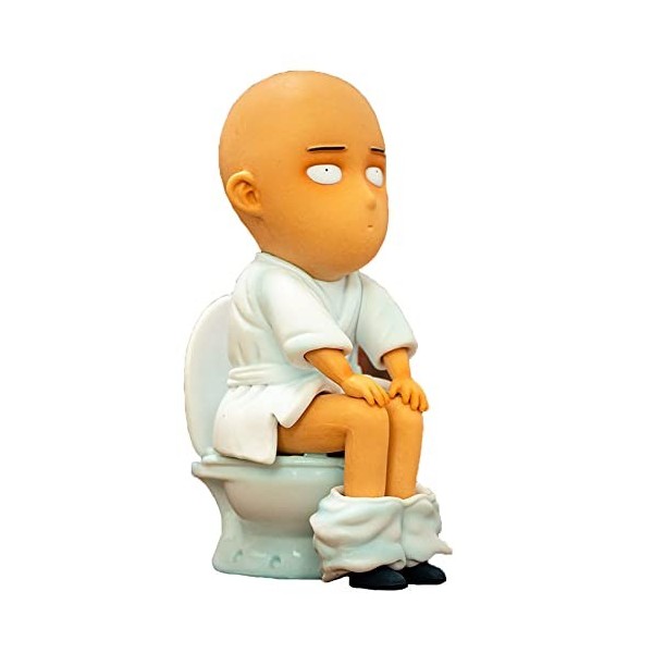 Figurine One Punch Man Saitama Toilettes 15 cm Anime Saitama Sensei Drôle Mignon Figurine Action Figure PVC Statue Modèle Col