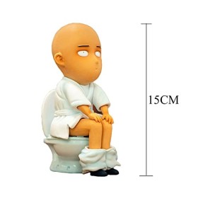 Figurine One Punch Man Saitama Toilettes 15 cm Anime Saitama Sensei Drôle Mignon Figurine Action Figure PVC Statue Modèle Col