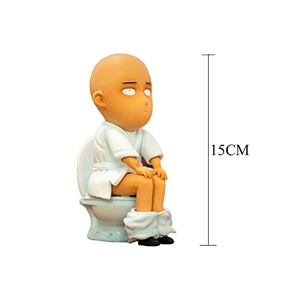 Figurine One Punch Man Saitama Toilettes 15 cm Anime Saitama Sensei Drôle Mignon Figurine Action Figure PVC Statue Modèle Col