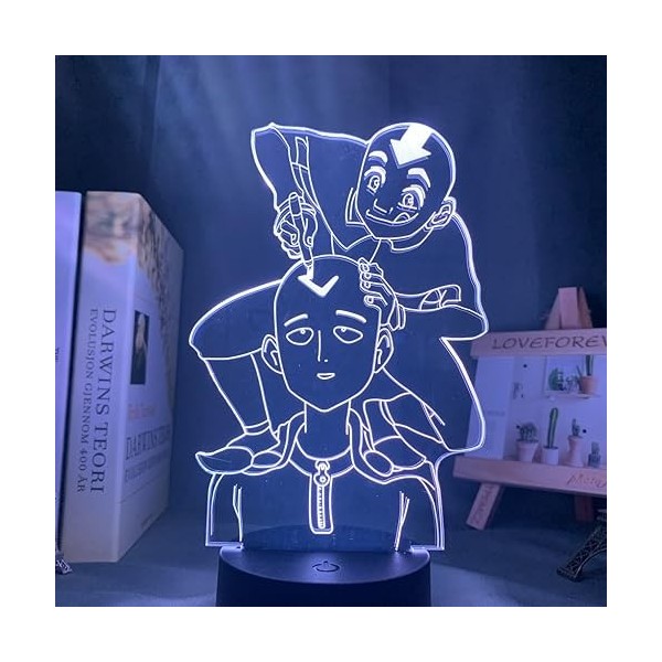 Xinchangda One Punch Man Lampe illusion 3D Anime Saitama/Genos Veilleuse Tactile Veilleuse Noël Anniversaire Cadeau Créatif J