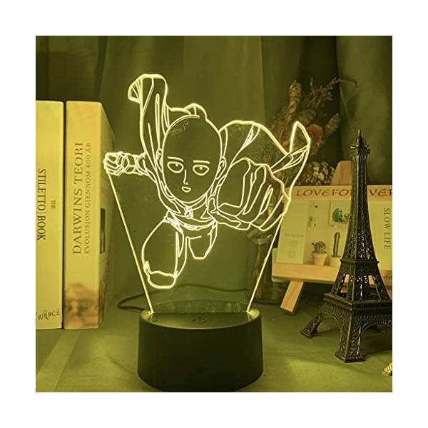 Xinchangda One Punch Man Lampe illusion 3D Anime Saitama/Genos Veilleuse Tactile Veilleuse Noël Anniversaire Cadeau Créatif J