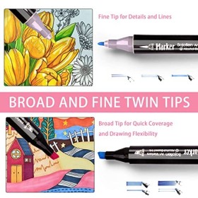 Efimeso Feutre a Alcool 80 Couleurs Marqueur, Double Pointe Feutre Alcool Avec Étui De Transport Pour Les Artistes Et La De M