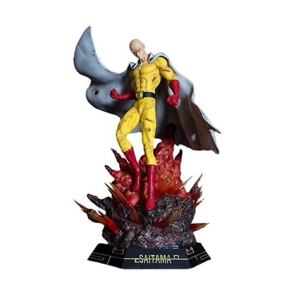 Figurines One Punch Man avec lumière Saitama Anime Figure Big Statues lourdement fait Décoration de bureau Action Figurine Or