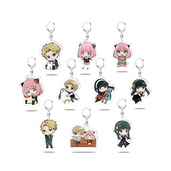 ZYLEDW Porte-clés de la Spy X Family, 10 pièces Porte-clés de la Spy X Family, Anime Character Pendentif Poupée Porte-clés en