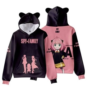 zhedu Spy X Family Anya Forger Mignon Chat Oreille Vêtements Garçons Filles 3D Sweat à Capuche Kawaii Survêtement Veste Mante