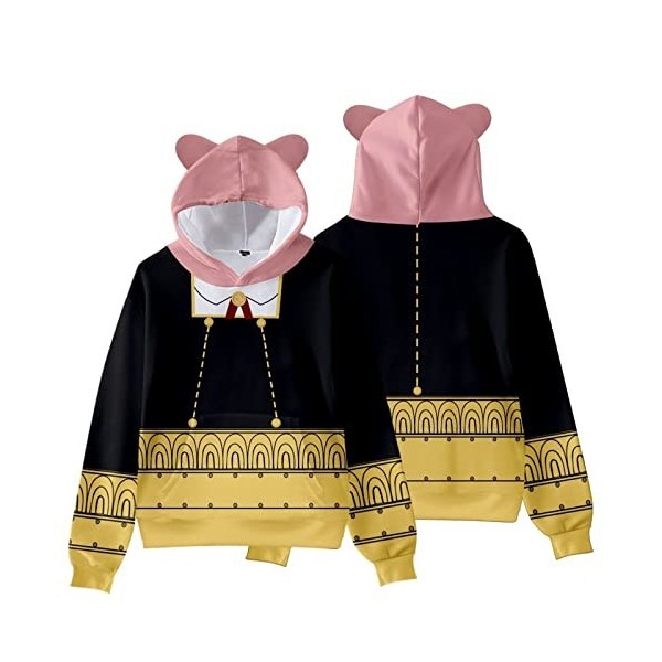 zhedu Spy X Family Anya Forger Mignon Chat Oreille Vêtements Garçons Filles 3D Sweat à Capuche Kawaii Survêtement Veste Mante