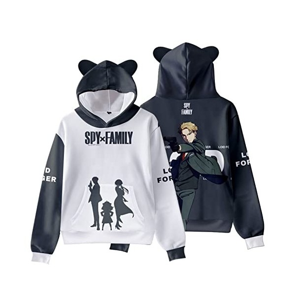 zhedu Spy X Family Anya Forger Mignon Chat Oreille Vêtements Garçons Filles 3D Sweat à Capuche Kawaii Survêtement Veste Mante