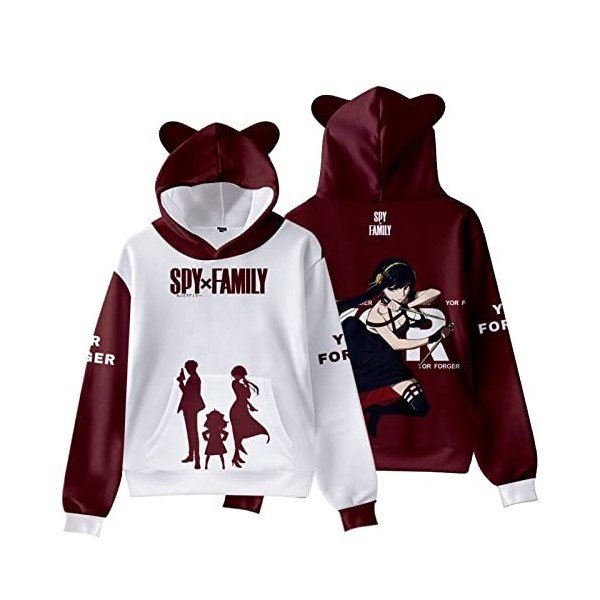 zhedu Spy X Family Anya Forger Mignon Chat Oreille Vêtements Garçons Filles 3D Sweat à Capuche Kawaii Survêtement Veste Mante