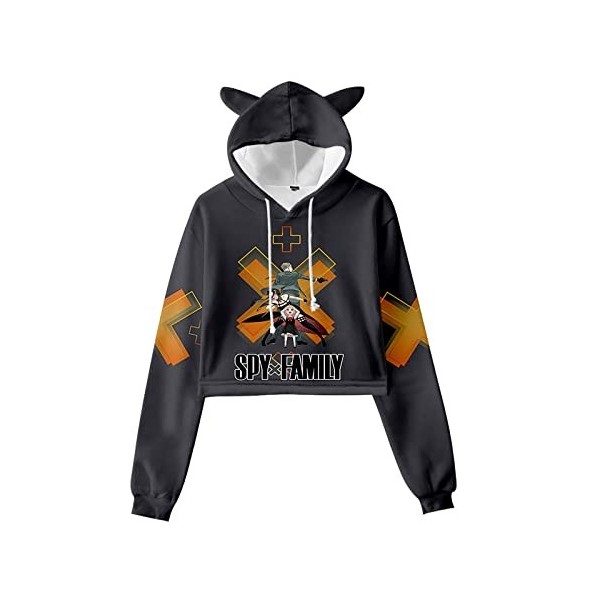 acsefire Sweat Anime Cosplay Femmes Filles Spy x Family 3D Sweat à Capuche à Manches Longues Anya Forger Pull avec Oreille de