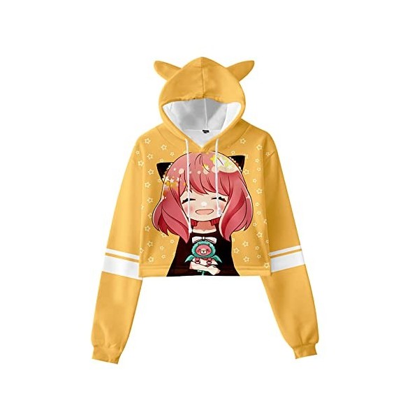 acsefire Sweat Anime Cosplay Femmes Filles Spy x Family 3D Sweat à Capuche à Manches Longues Anya Forger Pull avec Oreille de