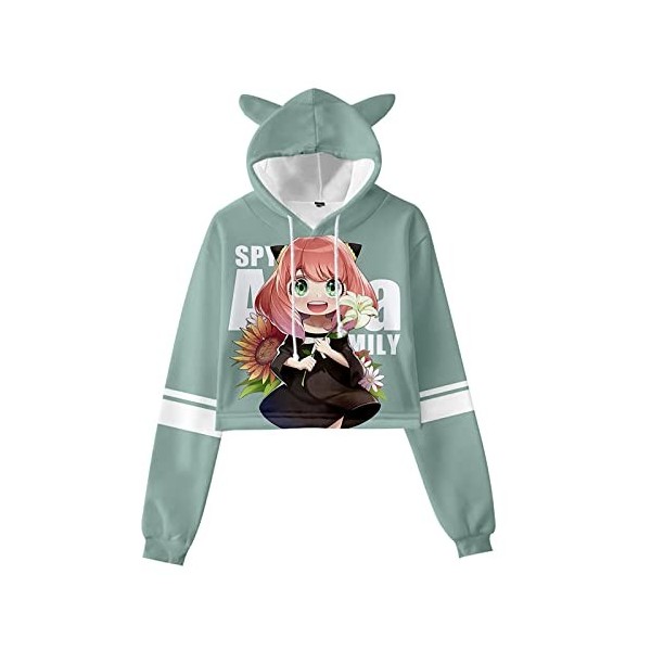 acsefire Sweat Anime Cosplay Femmes Filles Spy x Family 3D Sweat à Capuche à Manches Longues Anya Forger Pull avec Oreille de