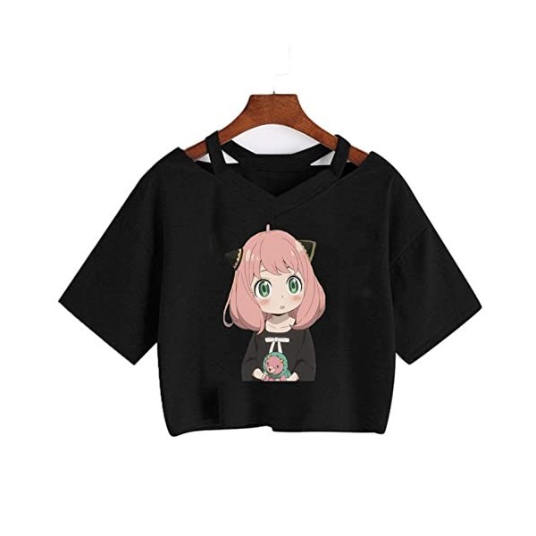 zhedu Spy X Family T-Shirt Manga Japonais Anime Anya Forger Harajuku T-Shirt Punk Col en V Sexy Haut Court T-Shirt S,Color 6