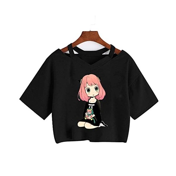 zhedu Spy X Family T-Shirt Manga Japonais Anime Anya Forger Harajuku T-Shirt Punk Col en V Sexy Haut Court T-Shirt S,Color 6